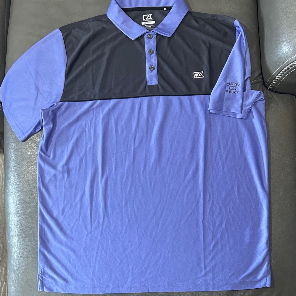Cutter & Buck Men's Blue and Black Polo Shirt, size XL.